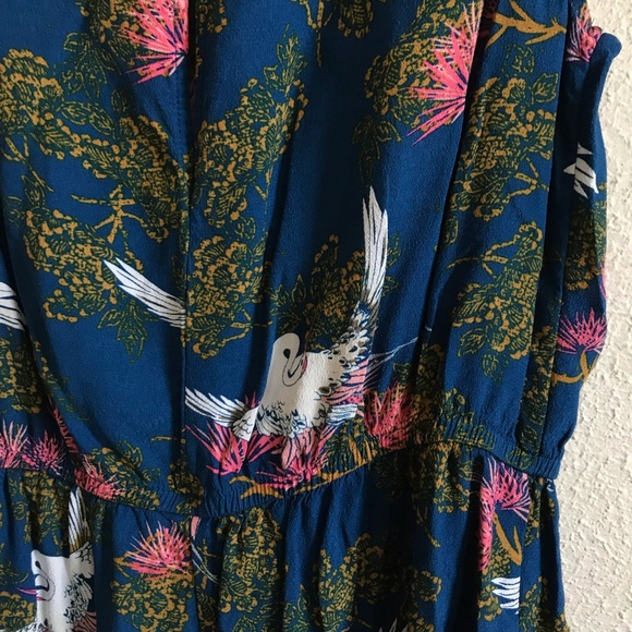 Express Crane Floral Teal Ruffle Playsuit Romper S - Picture 5 of 8